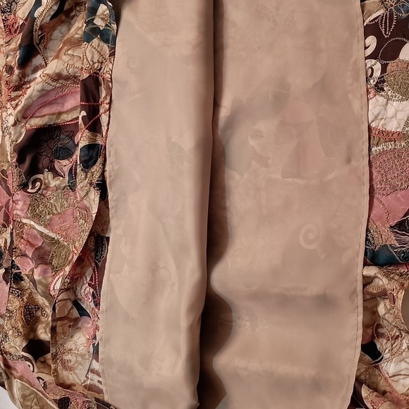 Chico's 100% Silk Skirt with Abstract Florals in Muted Colors and Embroidery - Picture 6 of 12